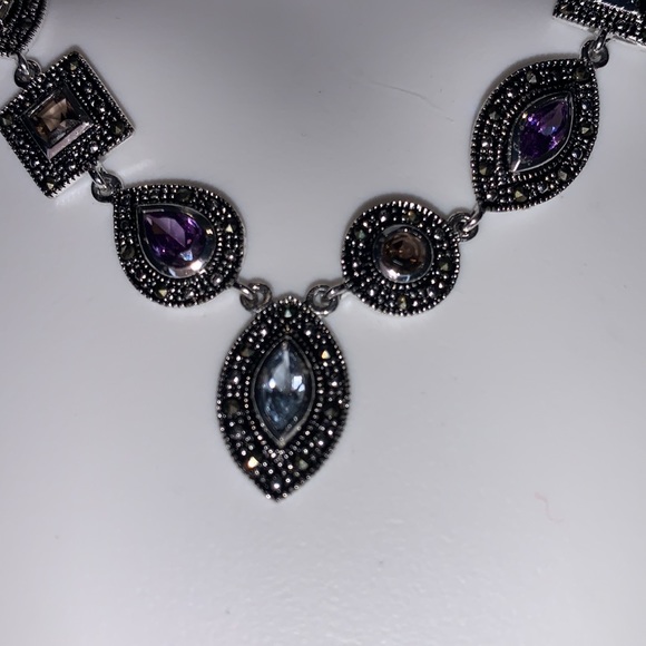 Beautiful Adjustable Necklace with Purple Stones - Picture 3 of 7